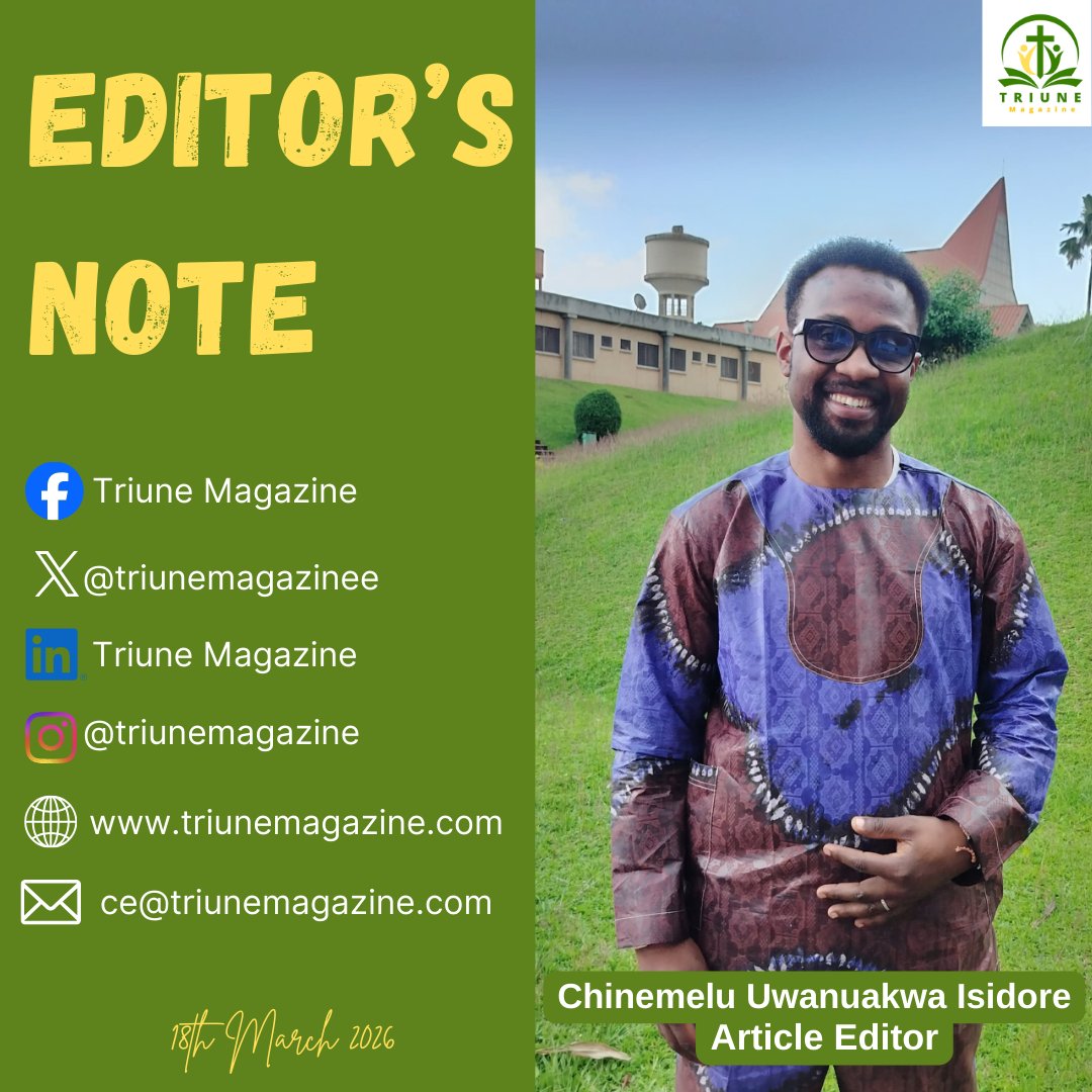 triunemagazinee's tweet photo. EDITOR'S NOTE  from our Article Editor, @UwanuakwaI

TOPIC: KAIROS, CHRONOS AND THE ATTITUDE OF CHARACTER BEFORE GOD'S CALL.

#triunemagazine 
#evangelism 
#DivineJudgment 
#christianity 
#editorsnote https://t.co/KUJzgGY0nj