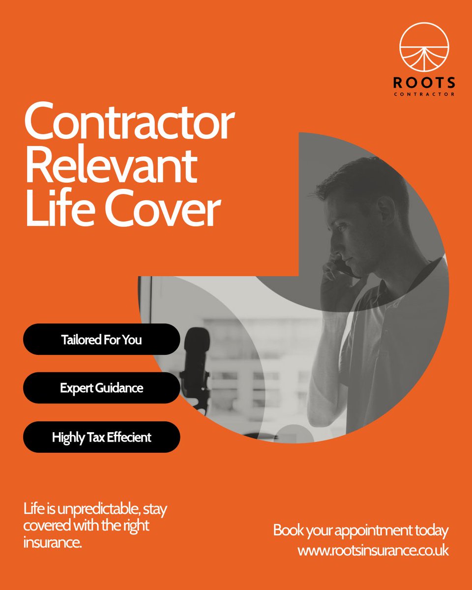 RootsContractor's tweet photo. Contractor Relevant Life is taken out in the name of the company, setup in a trust, and pays out a financial amount - often based on a pre-agreed multiple of the contractors combined annual salary and dividend income.

Book in your appointment today https://t.co/FMIyLR7k5R