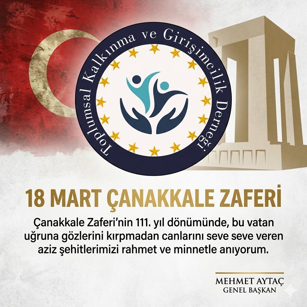 Çanakkale Zaferi’nin 111. yıl dönümünde, bu vatan uğruna gözlerini kırpmadan canlarını seve seve veren aziz şehitlerimizi rahmet ve minnetle anıyorum. #18MartÇanakkaleZaferi
<a href="/FatmaSahin/">Fatma Şahin</a> 
<a href="/togidermerkez/">Toplumsal Kalkınma ve Girişimcilik Derneği</a>