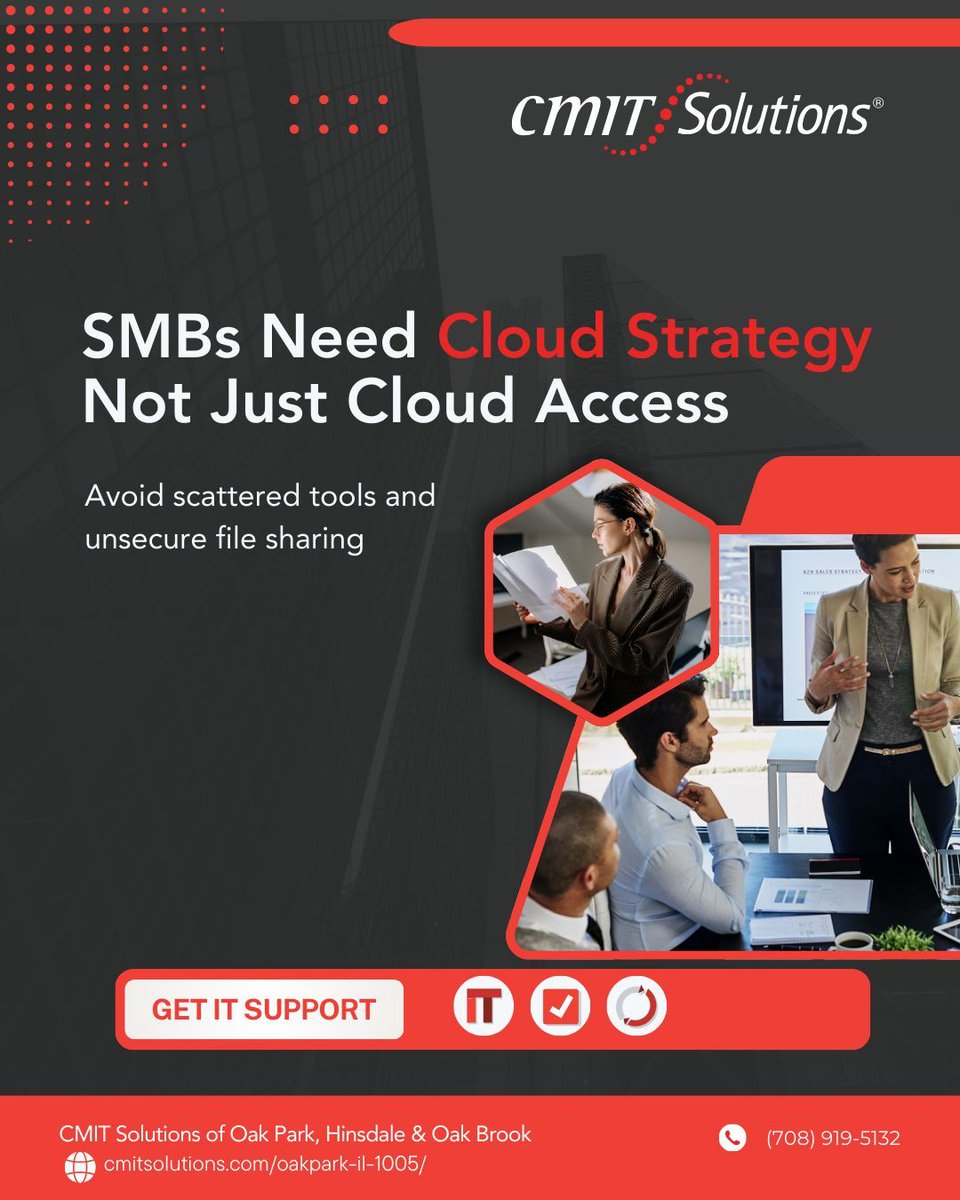 Many SMBs use cloud apps but lack integration or governance. We create a cloud plan that includes access policies, secure storage, and tool consolidation for productivity and control. Visit cmitsolutions.com/oakpark-il-100… or call (708) 919-5132 #cmitsolutions #CloudStrategyForSMBs