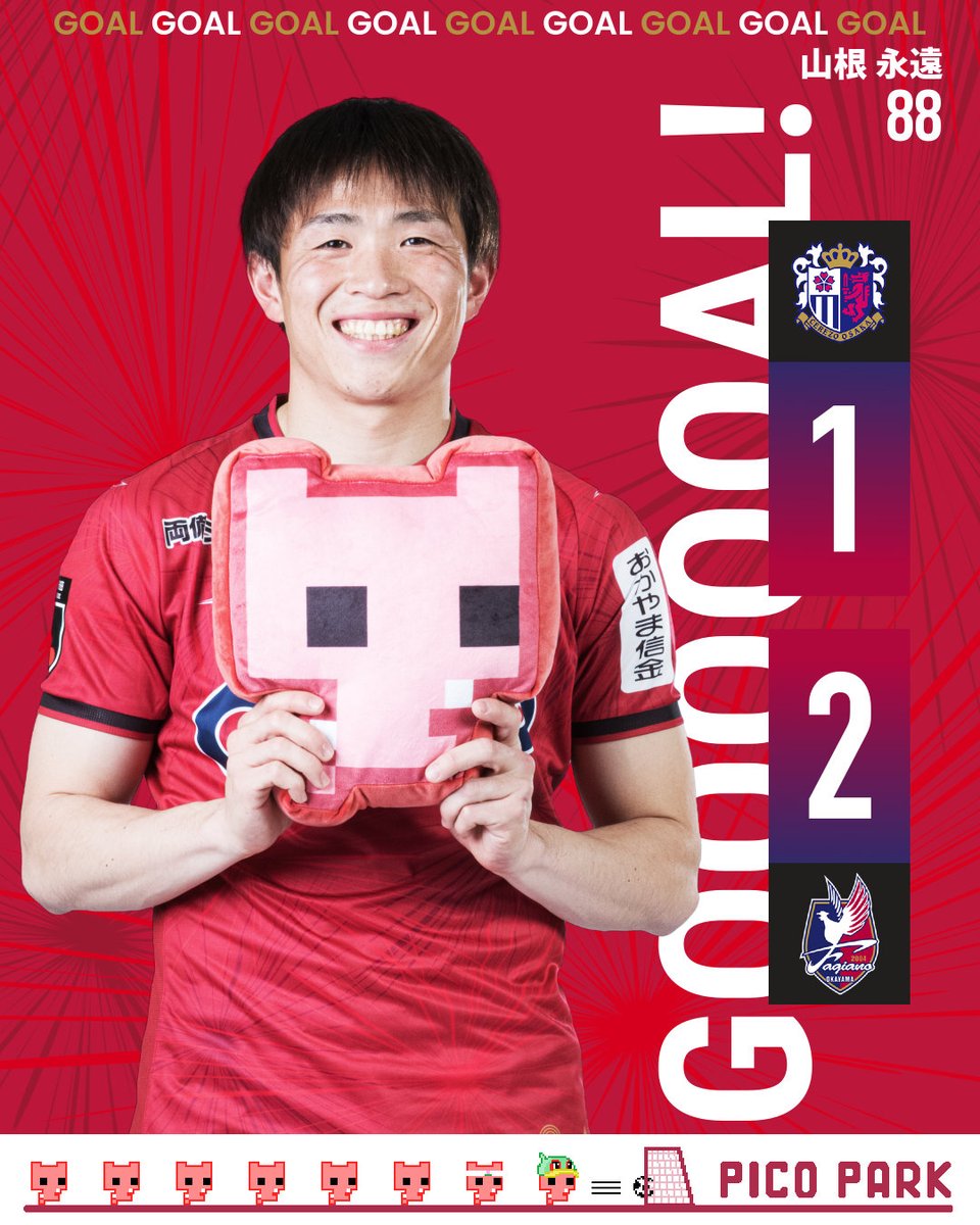 GOOOOAL!!! #セレッソ大阪 1-2 #ファジアーノ岡山 後半24分 得点者