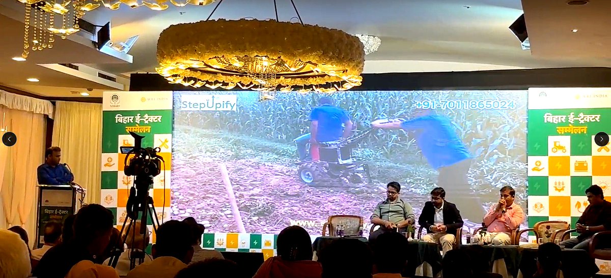 stepupify's tweet photo. From field demos to policy dialogue, we showcased Stepupify's battery-powered agri Tools at the Bihar E-Tractor Sammelan 2026.
✔️ Electric tractors &amp; smart attachments
✔️ For small &amp; marginal farmers
Proud to contribute to India’s clean agri transition 🇮🇳🌱
@WRIIndia @ajitkrbgp https://t.co/wUKzLIQwWz