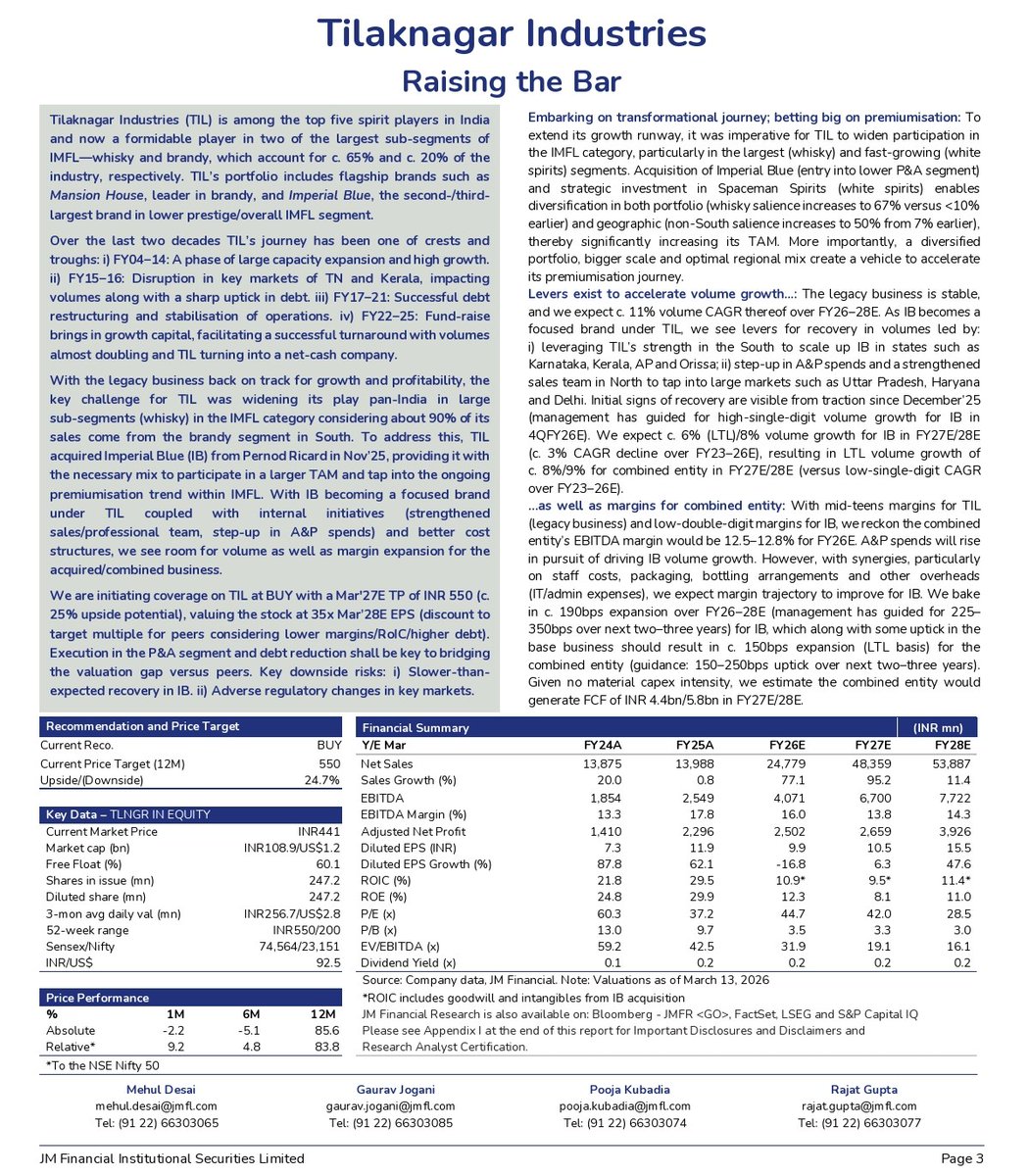 ShridhantS's tweet image. JM financial initial coverage on Tilaknagar industry 

Upside ~24%

Suggestions ~Buy

PIC credit by JM financial 

#TI