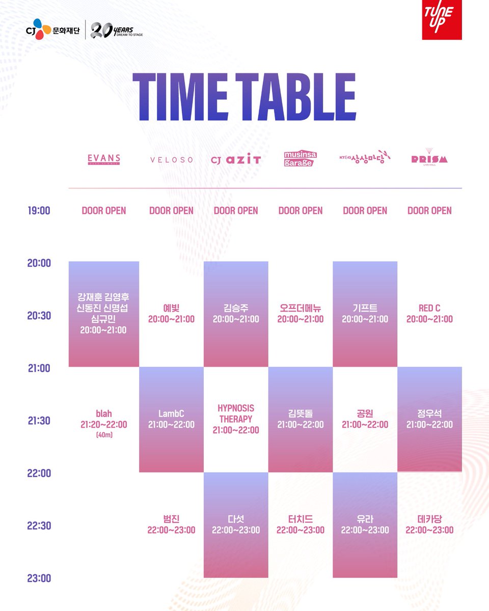 koesoowgnuj_twt's tweet image. CJ문화재단 20주년과 함께하는 제79회 라이브클럽데이 🎉
📌프리즘홀

20:00 Red C / 튠업 22기
21:00 정우석 / 26기
22:00 데카당 / 튠업 18기

- 예매처: 멜론티켓🍈(@liveclubday 프로필 링크)

공연 날짜 📆 2026년 3월 27일
공연 시간 ⏰ 8 PM

#liveclubday #LCD #라클데 #cj문화재단 #cj튠업