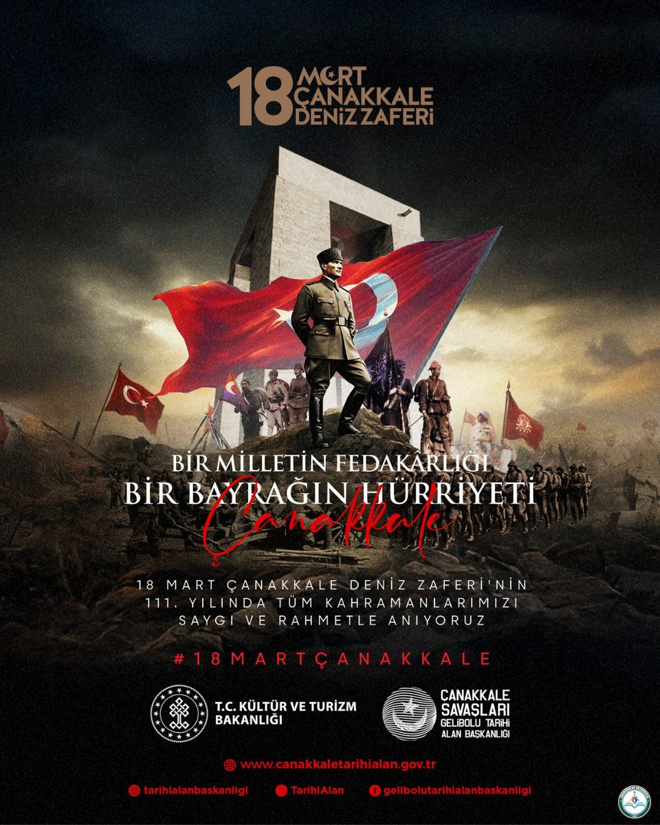 Erdoganlaroo's tweet photo. 18 Mart Şehitleri Anma Günü ve Çanakkale Deniz Zaferi'nin 111. yılında; başta Gazi Mustafa Kemal Atatürk olmak üzere, vatan uğruna mücadele eden tüm kahramanlarımızı, aziz şehitlerimiz ile fedakâr gazilerimizi rahmet, minnet ve şükranla yâd ediyoruz.
@istanbulilmem @esenyurtmem https://t.co/JQYmIwwgzg