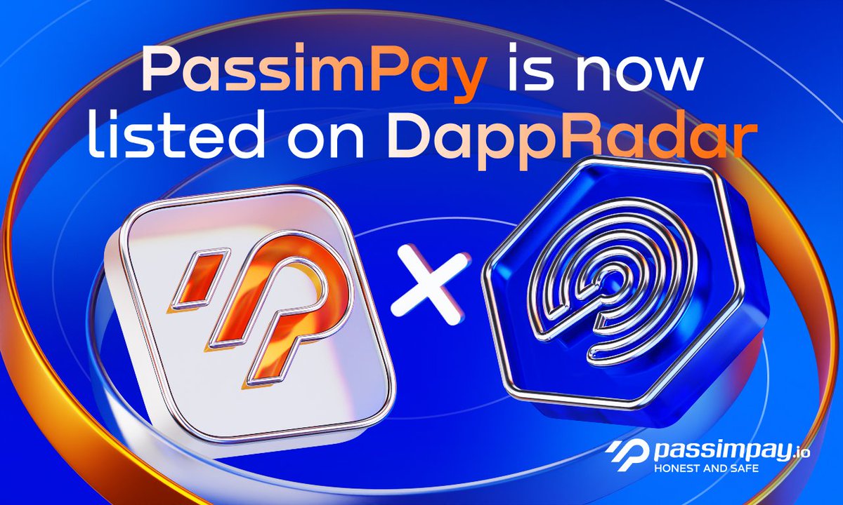 PassimPay on DappRadar! 🌐

Being listed on <a href="/DappRadar/">DappRadar</a> is important confirmation of the transparency and reliability of our service.

As a leading global aggregator of decentralised applications, DappRadar sets high quality standards, and PassimPay fully meets them.

We continue