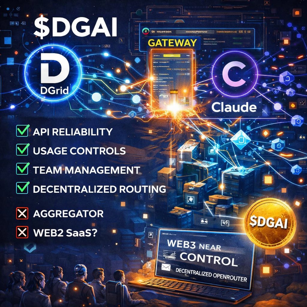abdulwahidridoy's tweet image. Claude Code now live on @dgrid_ai ⚡

quiet move, big signal

✅ stronger API stability
✅ real usage controls
✅ team infra ready
✅ decentralized routing core

❌ not OpenRouter copy paste
❌ not web2 disguised as web3

$DGAI doing what others can’t

#DGrid #Web3AI #Galxe