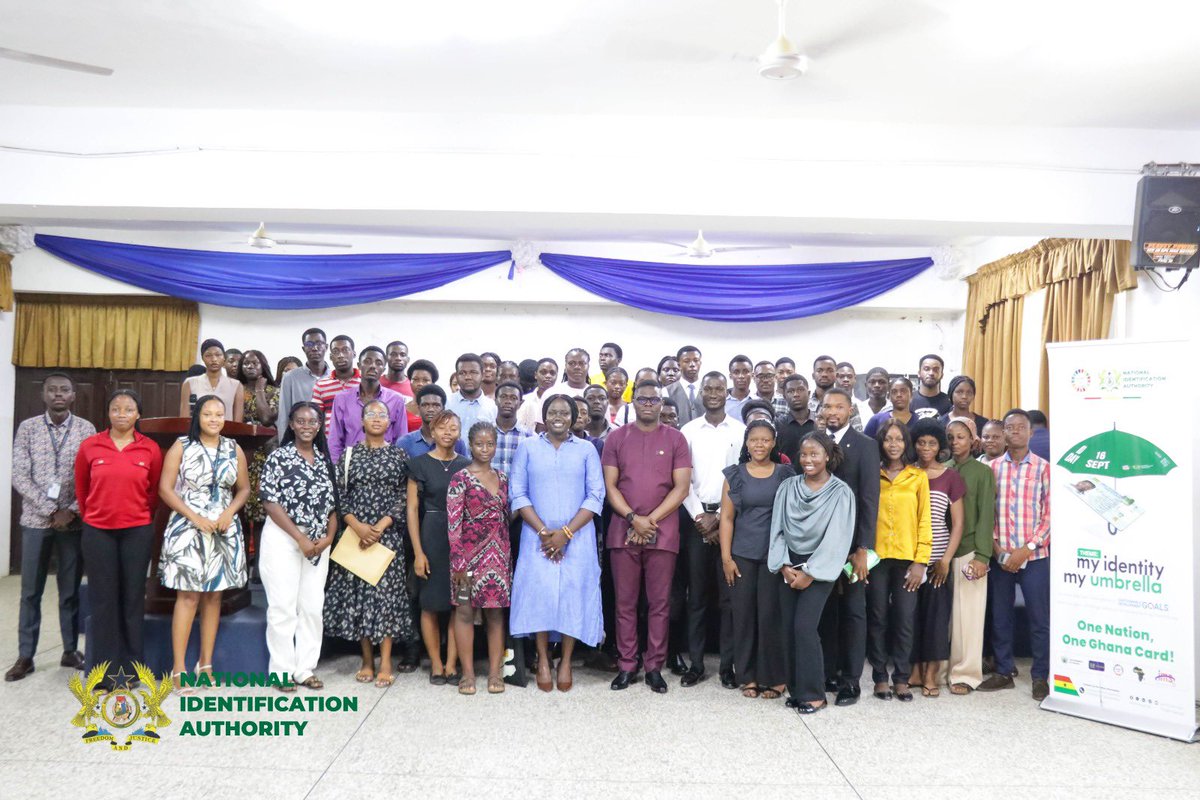 officialNIAGH's tweet image. NIA kicks off its tertiary sensitisation drive at the University of Professional Studies Accra, engaging students on the importance, benefits, and services of the Ghana Card. More campuses to follow nationwide.

#GhanaCard #NIA #CampusConnect #IdentityForAll