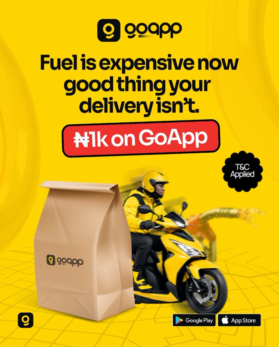 usegoapp's tweet photo. Fuel price dey riseβ¦ but your cravings no go wait β½π
Why stress yourself when delivery still dey soft?
β¦1k delivery on GoApp β fast, easy, no wahala.
Order your food, sit back, and let us handle the movement π
#GoApp #NoStressDelivery #AbujaEats #OrderSmart https://t.co/dAkL5HkRVe