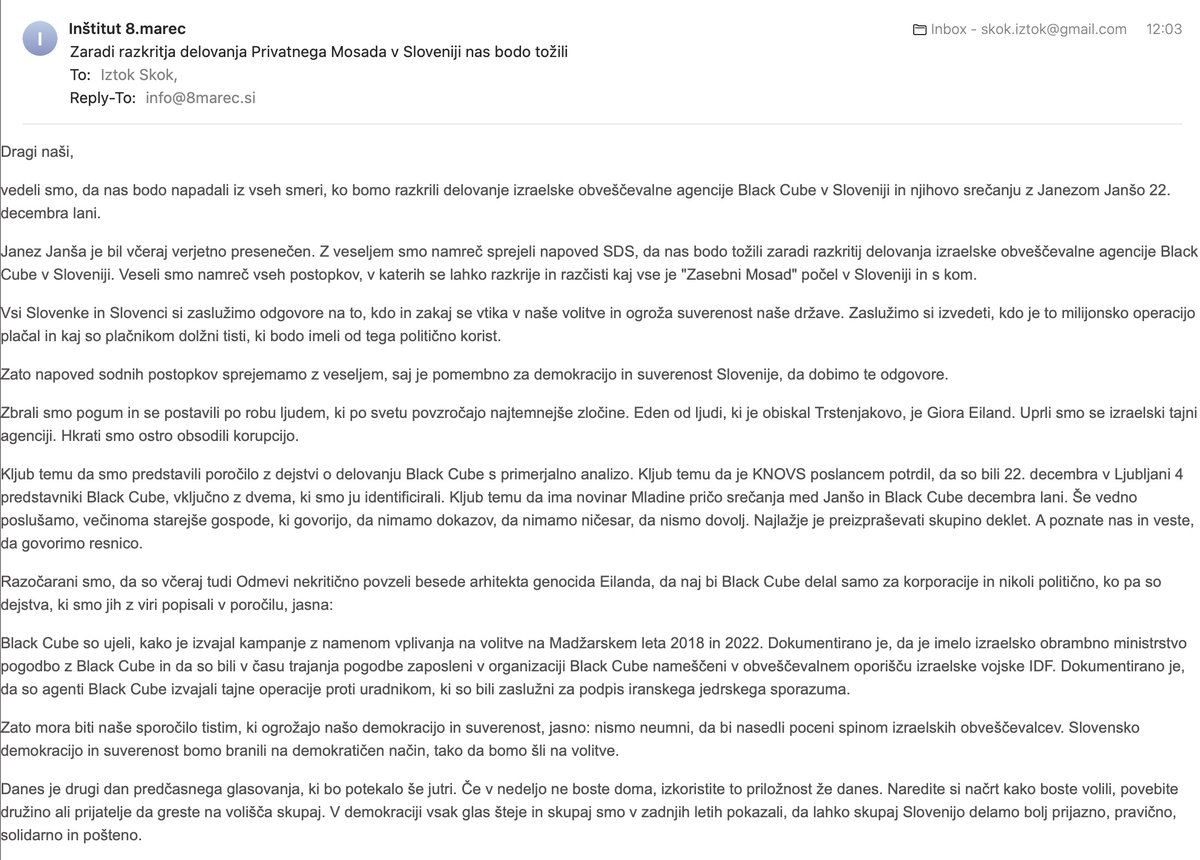 Česar se lotijo pri 8.marcu jim uspe, zato so zaupanja vredne, vsaj preberte in se odločite ali jim zaupate, ne verjemite vsega kar vam govori Janša, ker je očitno to akcijo tako ali drugače naroči, normalno, da zanika. Sam ne rečt pol, da niste vedeli.