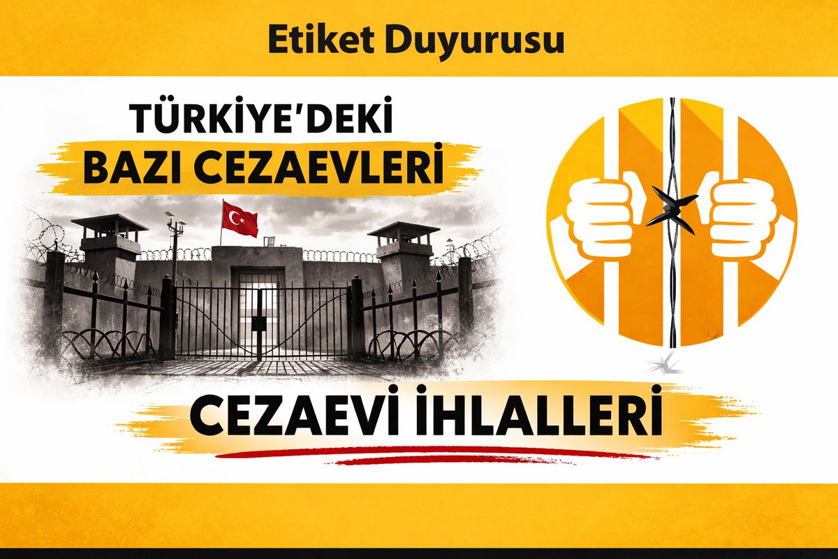 📢 ETİKET DUYURUSU 📢

📅: 18.03.2026 | Bugün

🇹🇷: 21:00
🇪🇺: 19:00
🇺🇸: 14:00(NY)

Birçok cezaevinde mahpuslar insanlık dışı koşullarda yaşıyor: akmayan su, verilmeyen sıcak su, yetersiz yemek, hijyen sorunları ve kalabalık koğuşlar… Bu ihlalleri gündeme taşıyacağız.