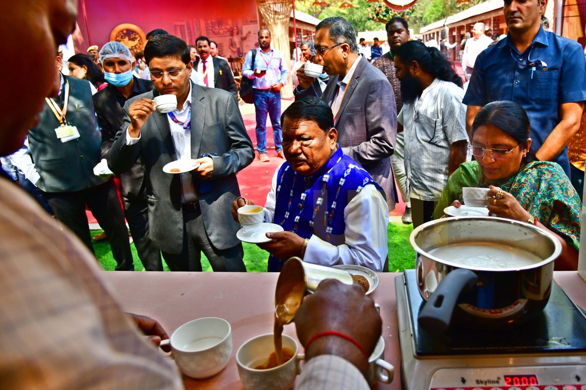 UNI_Photos's tweet photo. In Photos | Union Minister for Tribal Affairs Jual Oram inaugurated the Signature Pavilion, viewed innovative designs and products showcased by tribal artisans, and enjoyed a hot sip of tribal coffee during the Bharat Tribe Fest 2026 at Sunder Nursery in Delhi. 

 📸: Nipun Channa / UNI 

@jualoram | @TribalAffairsIn | @savitrii4bjp | #JualOram | #SignaturePavilion | #SunderNursery | #Delhi | #BharatTribeFest2026 | #UNI