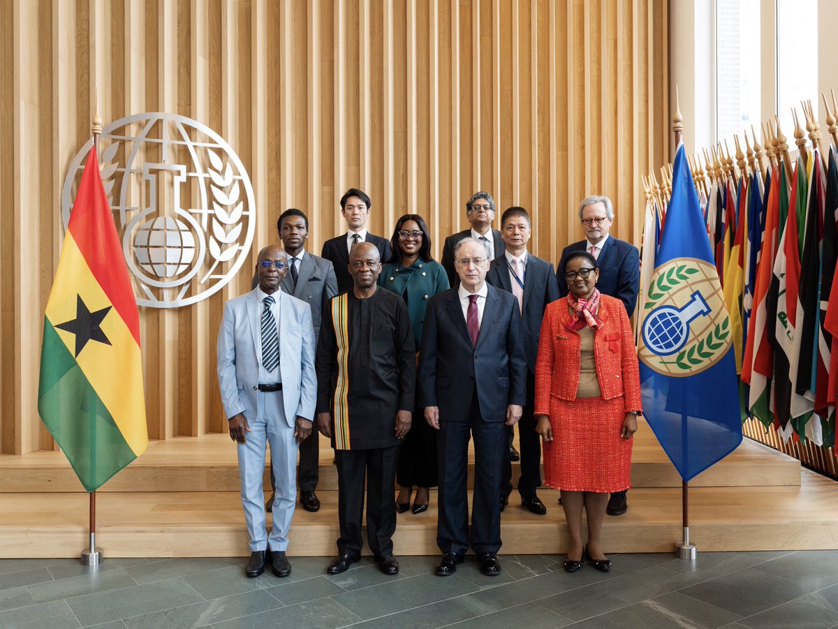 GhanaEmbNL's tweet photo. Ghana’s Ambassador to the Netherlands, H.E. Eddison Mensah Agbenyegah, presented his credentials to the DG of the Organisation for the Prohibition of Chemical Weapons, reaffirming Ghana’s commitment to the Chemical Weapons Convention and global disarmament efforts. https://t.co/IGwoXlTqW2