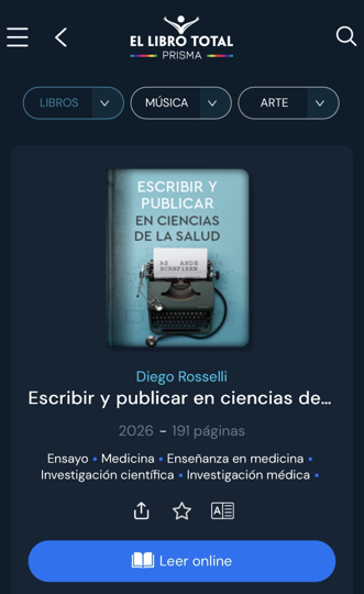 darosselli's tweet photo. -ESCRIBIR Y PUBLICAR-

Ya se encuentra disponible en texto completo y sin costo mi libro "Escribir y publicar en ciencias de la salud", en el portal de El Libro Total. Fue mi guía en el curso que sobre el tema dicté en muchas ocasiones entre 2000 y 2025. Gracias por compartir. https://t.co/NML2yAXGim