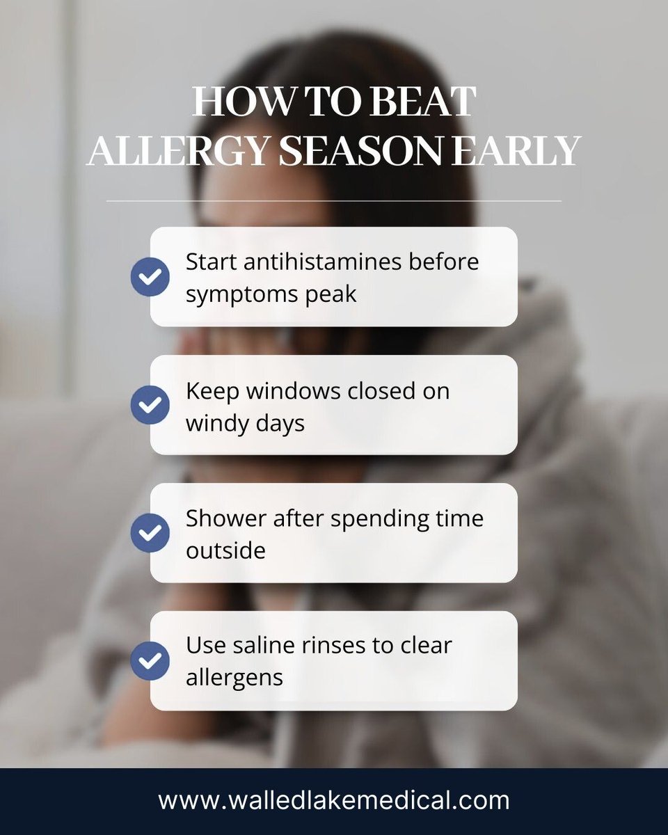 mytopdoc's tweet photo. Beat Allergy Season Before It Starts 🌿

Seasonal allergies can make everyday activities uncomfortable, but a few simple steps can help reduce symptoms.
.
📍 1340 S. Commerce Rd., Walled Lake, MI
📞 (248) 438-6600
🌐 https://t.co/0cKkFkHIkw
.
#WalledLakePrimaryCare https://t.co/HvjpizXPC3