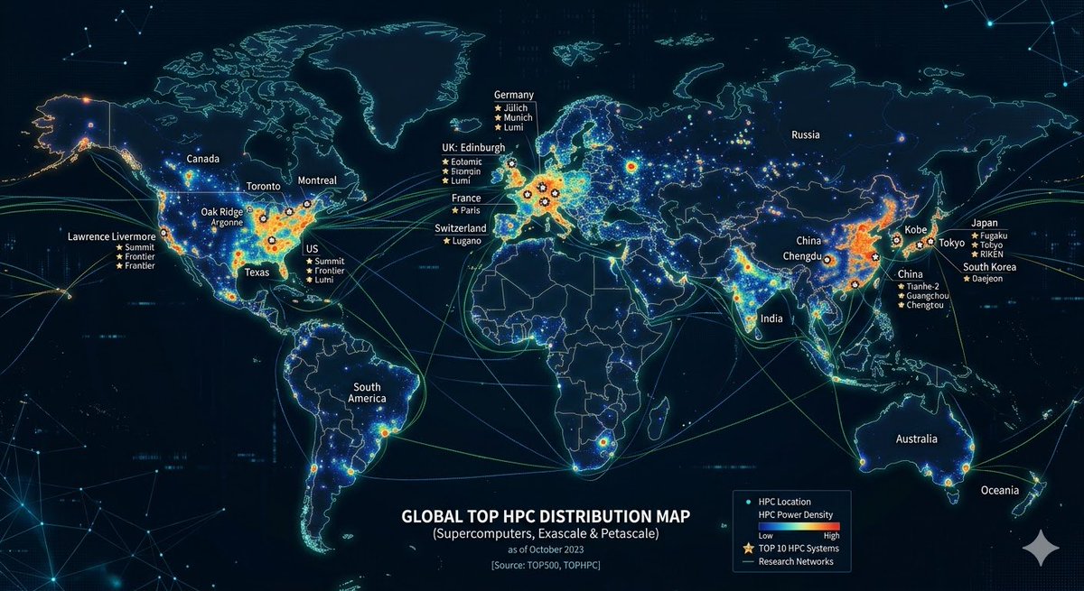 GlobalAIWatcher's tweet photo. High-Performance Computing (HPC) map    #HPC #Supercomputing #Exascale #AI #AcceleratedComputing #SC26 #ISC26 #CloudHPC #DataScience #ParallelComputing #QuantumComputing #TechTrends #Innovation #BigData #HPCignites #ScientificComputing https://t.co/Kp2WqjM1Yh