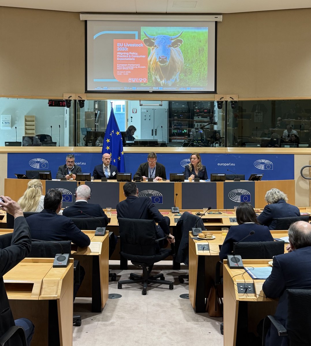 Today at the event, ‘EU Livestock 2030: Aligning policy, practice, and consumer expectations’ MEP ⁦<a href="/BenoitCassart/">Benoit Cassart</a>⁩ opens the event saying, « Everyone wants high standards for 🇪🇺livestock, but not everyone is prepared to pay for high standards. We need to find a balance. »