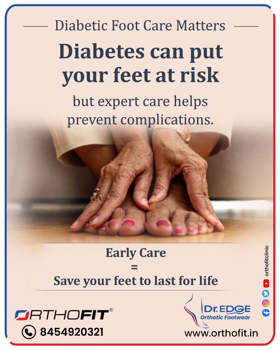 orthofitclinic's tweet photo. Diabetic foot care isn’t optional—it’s essential.
Visit Orthofit Clinic for expert guidance and keep your steps safe & strong.

#DiabeticFootCare #FootHealthMatters #DiabetesAwareness #HealthyFeet #PreventComplications #FootCareTips #OrthofitClinic #StayActive #FootCareExperts #DiabetesCare #EarlyCare #PainFreeLiving #FootProtection #HealthFirst #WellnessJourney