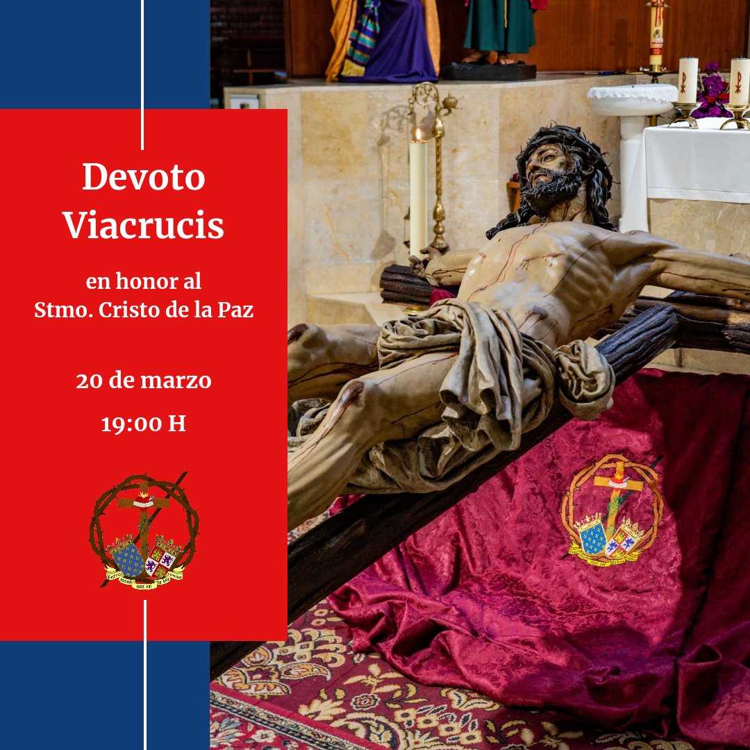appazymisericor's tweet photo. 🔵🔴 DEVOTO VIACRUCIS 🔴🔵 

El próximo viernes, 20 de marzo, celebraremos el Devoto Viacrucis en honor a Nuestro Amantísimo Titular, el Santísimo Cristo de la Paz, discurriendo por las calles de nuestra feligresía.

🗓️ 20 de marzo
🕖 19:00 H
⛪ Parroquia San Luis y San Fernando https://t.co/aClRpRsRPt