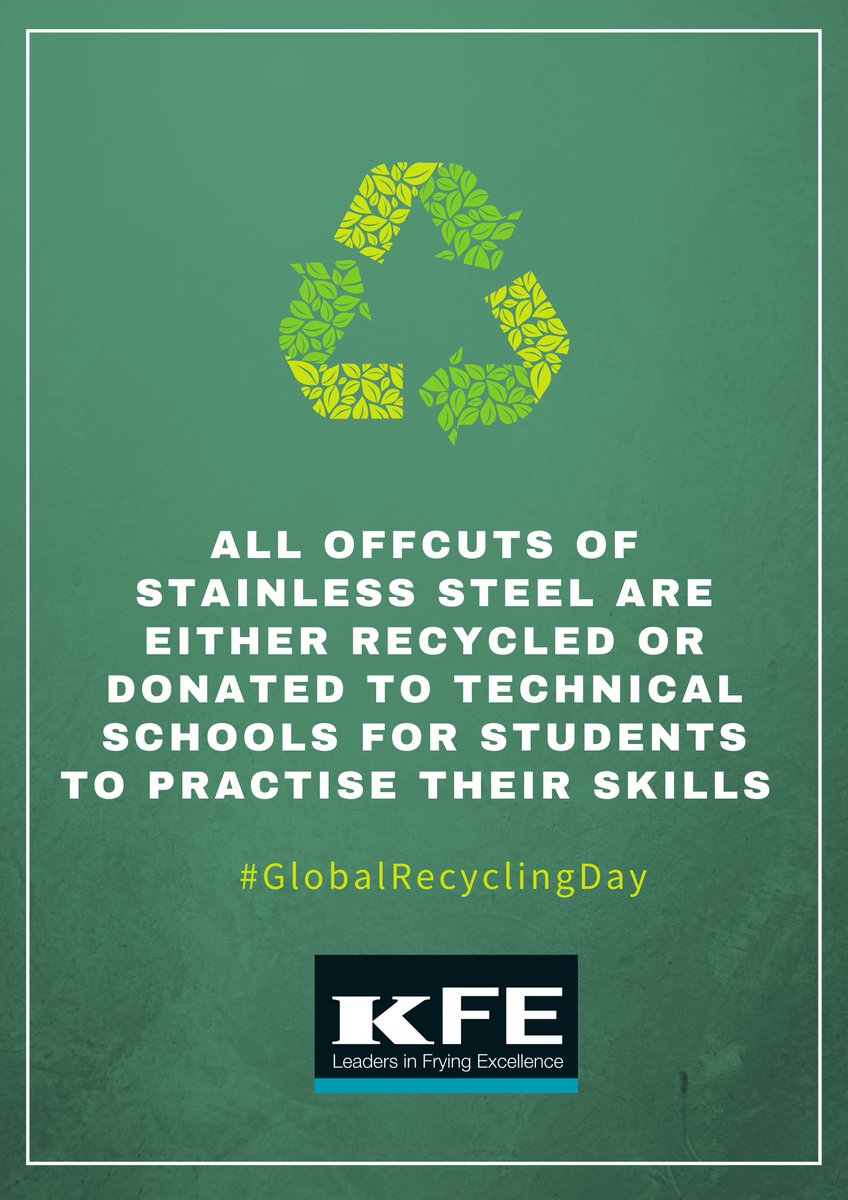 KFELtd's tweet image. ♻️ All offcuts of stainless steel generated during the manufacturing of Kiremko frying ranges are either recycled or donated to technical schools for students to practise their skills ♻️

#globalrecyclingday #zerowaste #stainlesssteel #kiremko #fryingranges #students #recycle