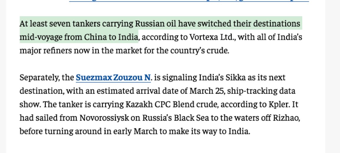 7 Russian Oil tankers switched to India from China midway, Market dynamics at play !