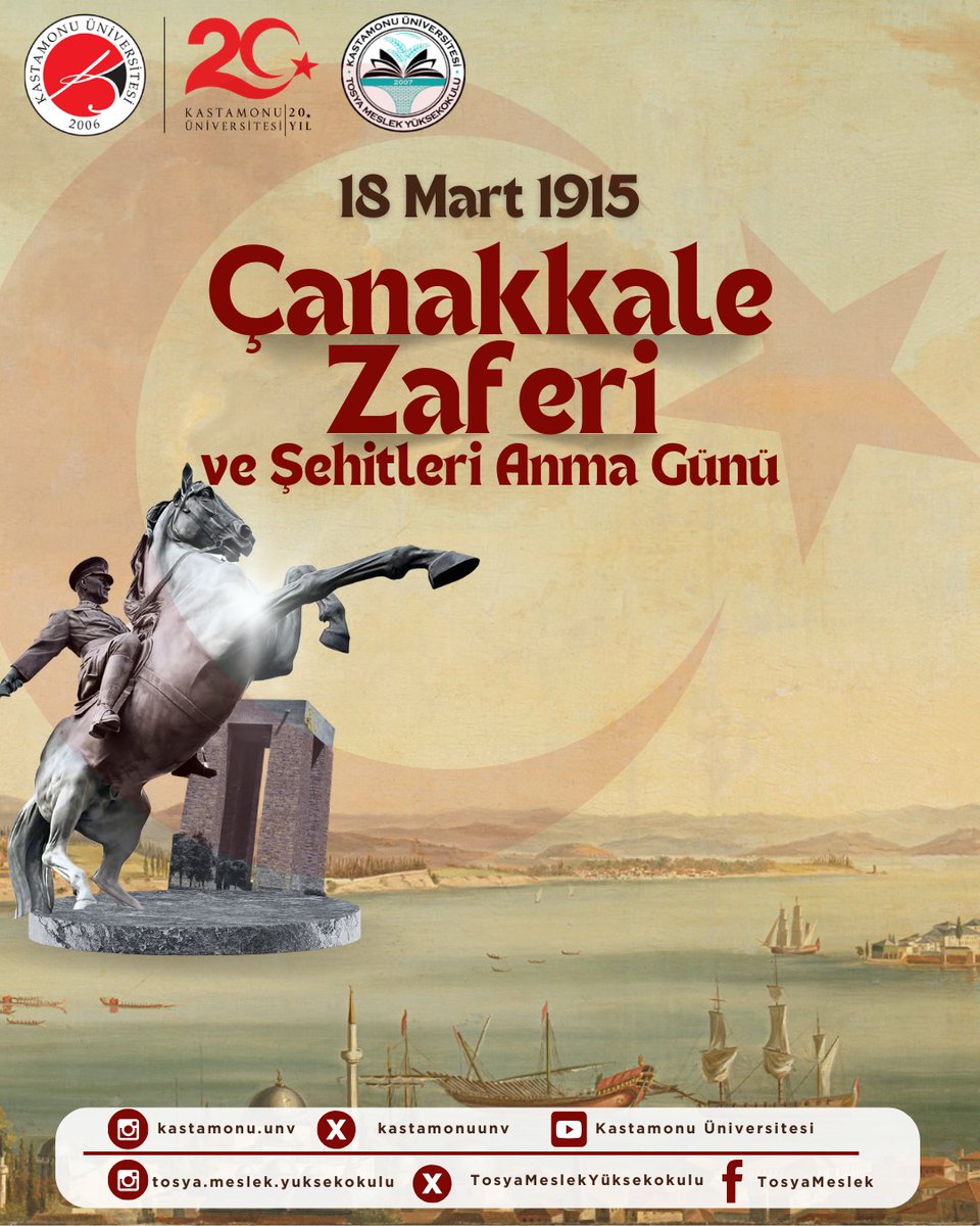 Çanakkale Zaferi’nin 111. yıl dönümünde, vatan uğruna canlarını feda eden aziz şehitlerimizi rahmet, minnet ve şükranla anıyoruz.

18 Mart Şehitler Günü ve Çanakkale Zaferi’nin 111. yılı kutlu olsun. 🇹🇷