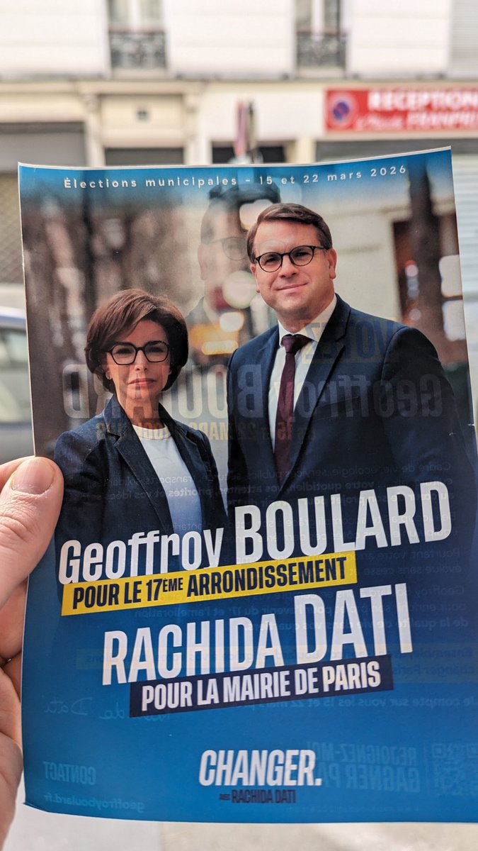 theohudelist's tweet photo. La mobilisation continue pour le 2e tour ! 
On va #ChangerParis en votant @PourDati2026 et on va continuer à embellir le XVIIe arrondissement avec @GB2026_ , qui rassemble avec lui la droite, le centre et la société civile !

En avant avec #Le17eAu💙 https://t.co/80DhIavmFH