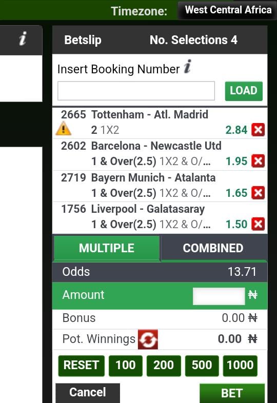 🚨 UCL SUPER PICK ✅ 🔥🔥

 ODDS: 13.71

BOOKING CODE: 57J98R8

Edit &amp; Stake Wisely!!!🔞🔞

DEPOSIT &amp; PLAY: 👉🏻 register.bet9ja.com/shop?promocode…

#Bet9jaCodes