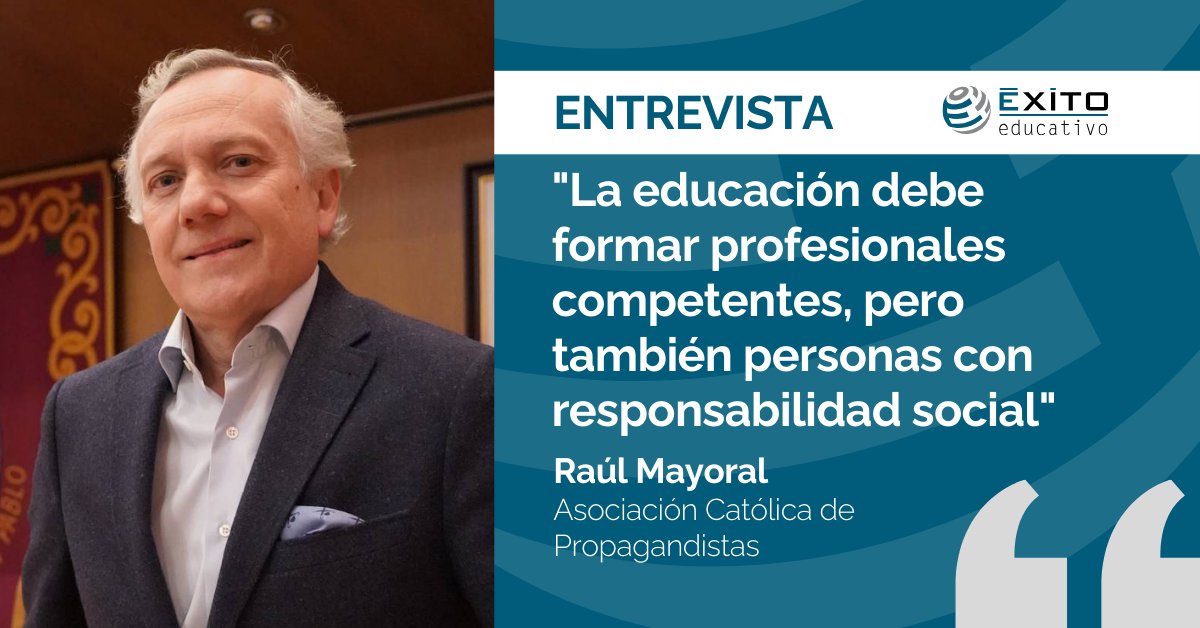 Exito_Educativo's tweet image. 🎤 ENTREVISTA. Raúl Mayoral, candidato a dirigir la ACdP en una próxima etapa, reflexiona sobre el papel de la educación en la formación de profesionales competentes y personas con responsabilidad social
🔗 exitoeducativo.net/actualidad-dir… 
#Educación #ACdP #LasEntrevistasDeÉxitoEducativo