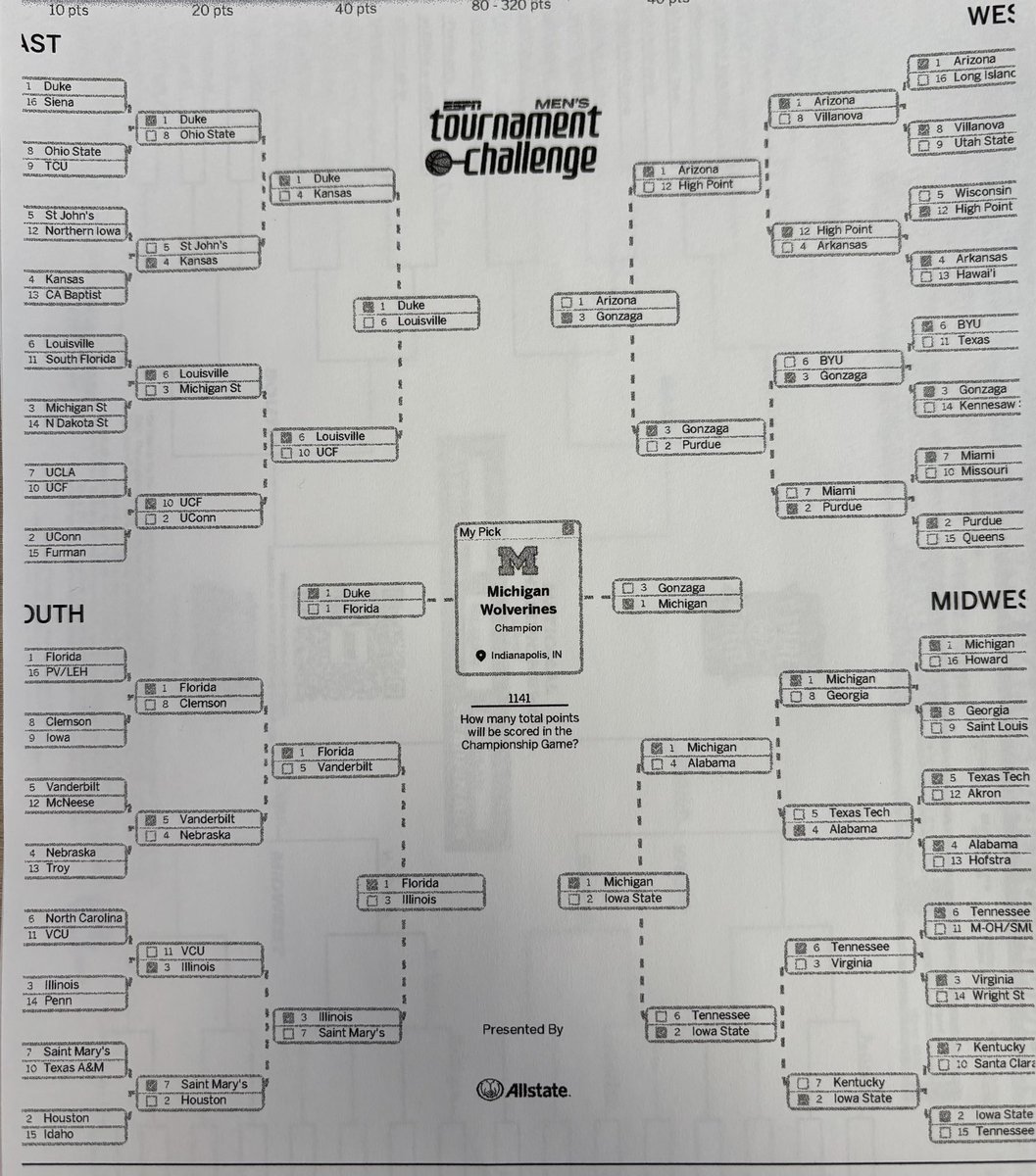 Danibetcol's tweet photo. ¡ Mañana empieza el March Madness de 2026! Aquí vamos con Michigan, os dejo mi bracket 👇🏻 https://t.co/EVVlW7v5Jt