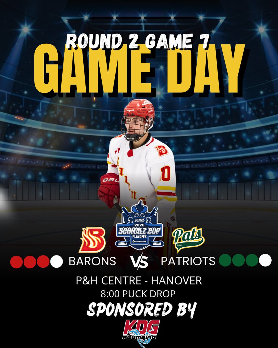 HanoverBarons's tweet photo. GAME 7 β TONIGHT π¨
ITβS DO OR DIE π
WINNER MOVES ONβ¦
THEREβS NO BETTER WORDS
THAN GAME. SEVEN.
π P&H Centre
π 8:00 PM
π₯ CODYβS EGG SHACK WILL BE IN THE HOUSE TONIGHT!
πͺ§ BRING YOUR BEST SIGNS TO WIN PRIZES THROUGHT
GAME SPONSORED BY
#KDGPlumbing
WE NEED YOU LOUD https://t.co/5iz0E3Ff6z