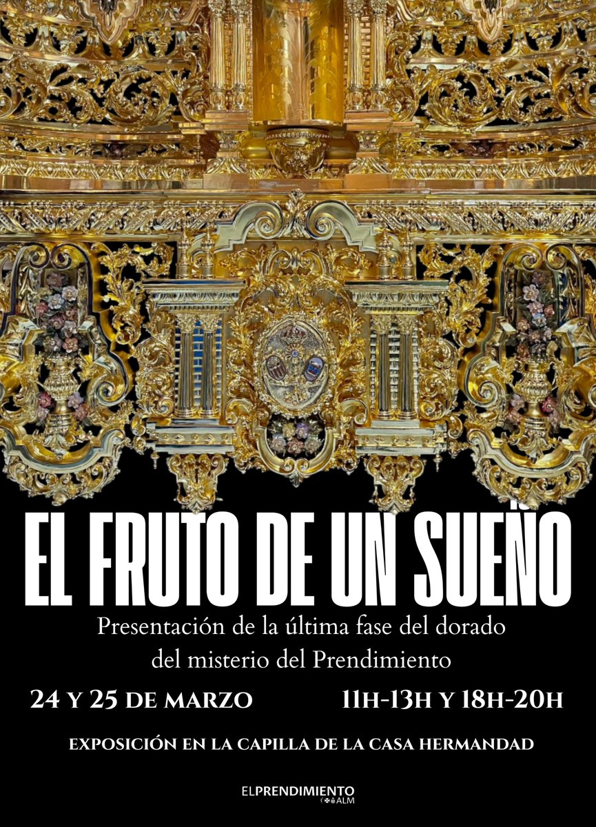 «EL FRUTO DE UN SUEÑO»

El próximo martes 24 de marzo, presentación de la última fase de dorado del paso de misterio y posterior exposición del paso completo, hasta el día 25.

La hermandad dispondrá el paso en la Capilla anexa a la Casa de Hermandad, de 11 a 13 h y de 18 a 20 h