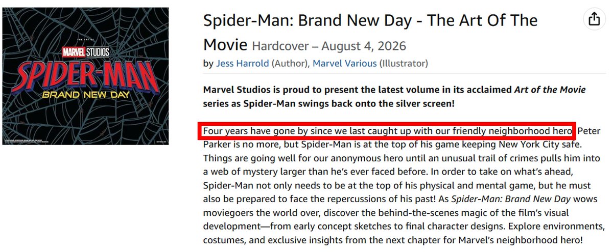 I'm guessing a fall of 2028 timeframe for the main part of Brand New Day.  4 years after No Way Home and shots of trees with fall foliage.  That puts it right before Doomsday.