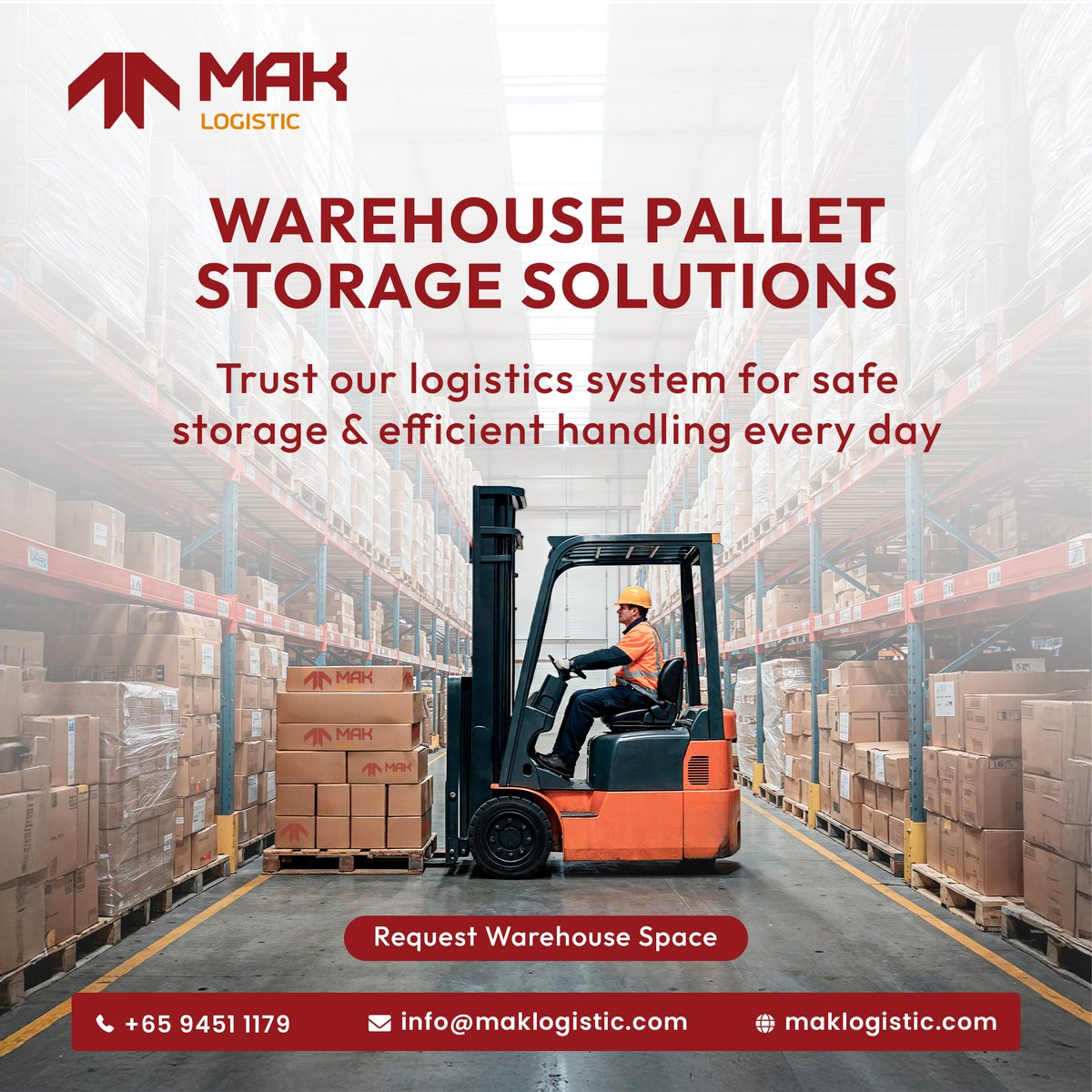 mak_logistic_sg's tweet image. Secure, organized, and efficient pallet storage designed to handle your inventory with care while ensuring easy access and smooth warehouse operations every day.

📞+65 9451 1179 | ✉️info@maklogistic.com
| 🌐 maklogistic.com
#PalletStorage #WarehouseSolutions #Inventory