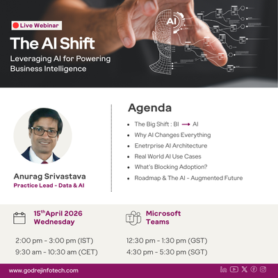 The AI Shift is here! Discover how AI transforms BI with predictive, generative &amp; autonomous analytics. Join our webinar to explore innovation, modern data ecosystems &amp; smarter decisions! 

𝐑𝐞𝐠𝐢𝐬𝐭𝐫𝐚𝐭𝐢𝐨𝐧 𝐋𝐢𝐧𝐤: bit.ly/4rHzBHc
#TheAIShift #FutureOfBI