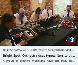 Wacky Wednesday Fun Facts...
Bright Spot: Orchestra uses typewriters to play music

wfsb.com/2022/07/27/bri…

Don't know where to start when looking for insurance? That's why we're here to help. Call 1-800-329-0093 mystrongtower.com #StrongTowerIns #ChurchIns #NonProfitIns