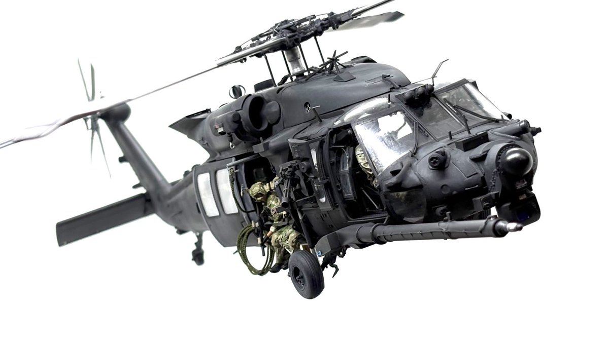 kazu_1569's tweet photo. 1/35 MH-60M 完成です！

ベースはキティホークMH-60L
他パーツはアカデミーUH-60Mと3Dプリンターを使って製作してます

ウェザリポ2026 21日(土)に展示させていただきます！ https://t.co/UighOekldD