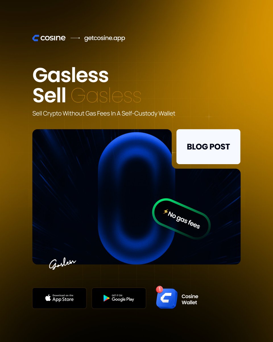 Gasless Sell ⚡

Sell your crypto without gas fees on Cosine wallet.

Simple. Seamless. Yours.

Read more ↓
getcosine.app/blog/gasless-s…

#CosineWallet #Gasless #Web3