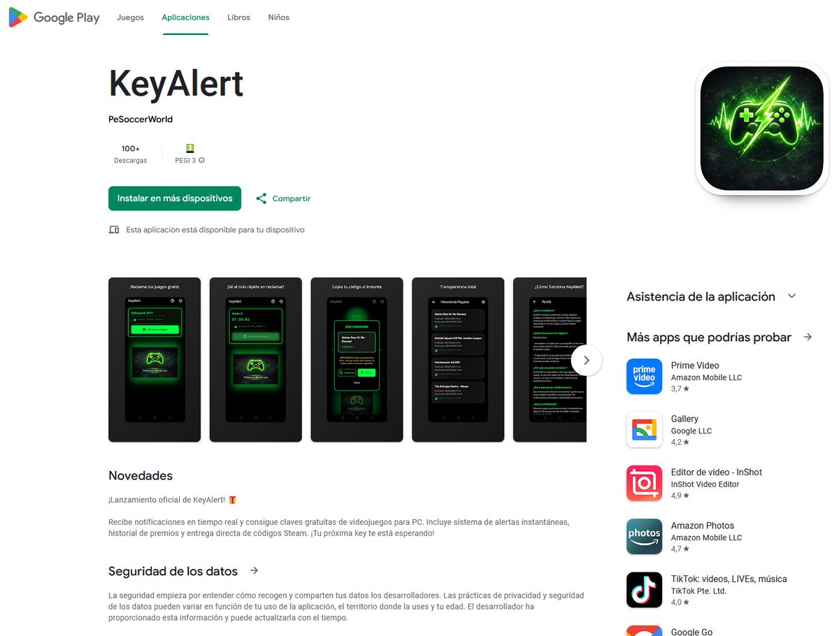 PeSoccerWorld's tweet photo. 🎯 Misión del día:
Si usas #KeyAlert… deja tu valoración en Google Play ⭐
Es rápido, gratis y ayudas a que lleguen más regalos 👀🔥
Los verdaderos cazadores apoyan la comunidad 💚 https://t.co/AYogQwNL7J