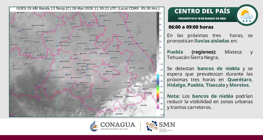 conagua_clima's tweet photo. ⛈️☔️🌫️ Consulta en los gráficos, las condiciones #Meteorológicas que prevalecerán en los estados de la región central de la República Mexicana, incluido el #ValleDeMéxico, en las próximas tres horas ⬇️ https://t.co/ATo6TGWN7R
