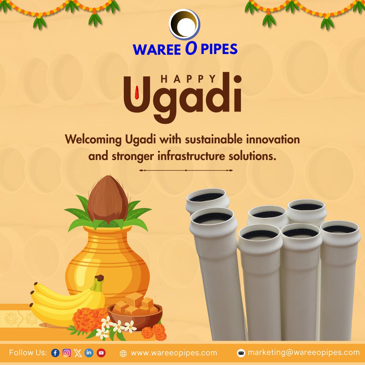 WareeOpipes's tweet photo. Welcoming Ugadi with sustainable innovation and stronger infrastructure solutions. 🌸💧

#Ugadi #HappyUgadi #WareeOPipes #Sustainability #PVCO #PipingSolutions #WaterManagement #SustainableInfrastructure #Innovation #NewBeginnings #FutureReady 🌿🌸 https://t.co/5AaUS1x0xS