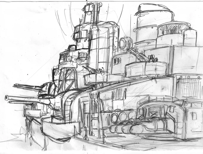 #五十音順に艦艇描く

ふ:重巡洋艦古鷹

軍艦描くのに最高の資料! と評判の『軍艦雑記帳』を買ったんですよ。で、これはスゴイ! となったんだけれども。ふと、買うこと自体が目的じゃなかったんだよそういえば、ということで参考に描いてみました。載ってない部分との密度差に注意だな……。 