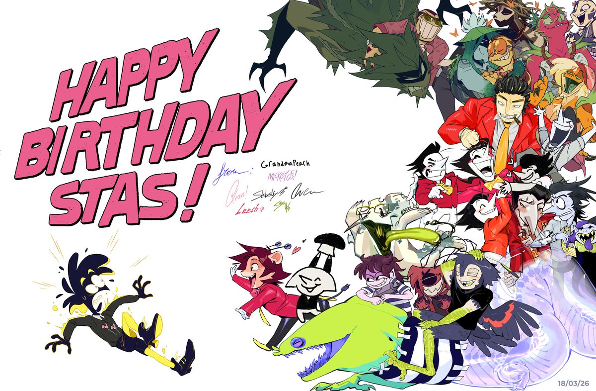 Big collab for our birthday boy <a href="/PegiBruno/">Stas</a> today!!

With the help of <a href="/lillayfran/">LillayFran📺💕📧</a> <a href="/YaGrandmaPeach/">🍑GrandmaPeach🍑</a> <a href="/shibesky_/">moray eels</a> <a href="/mickeyclarefs/">💜MickeyCFS💜 (COMS BACK OPEN…!)</a> @w3mh1k <a href="/seel_ko/">Andrea Poveda</a> and me :P

I can't thank you guys enough! Happy Birthday Stas!