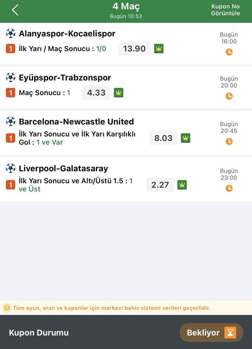 Günün banko kuponuuuu