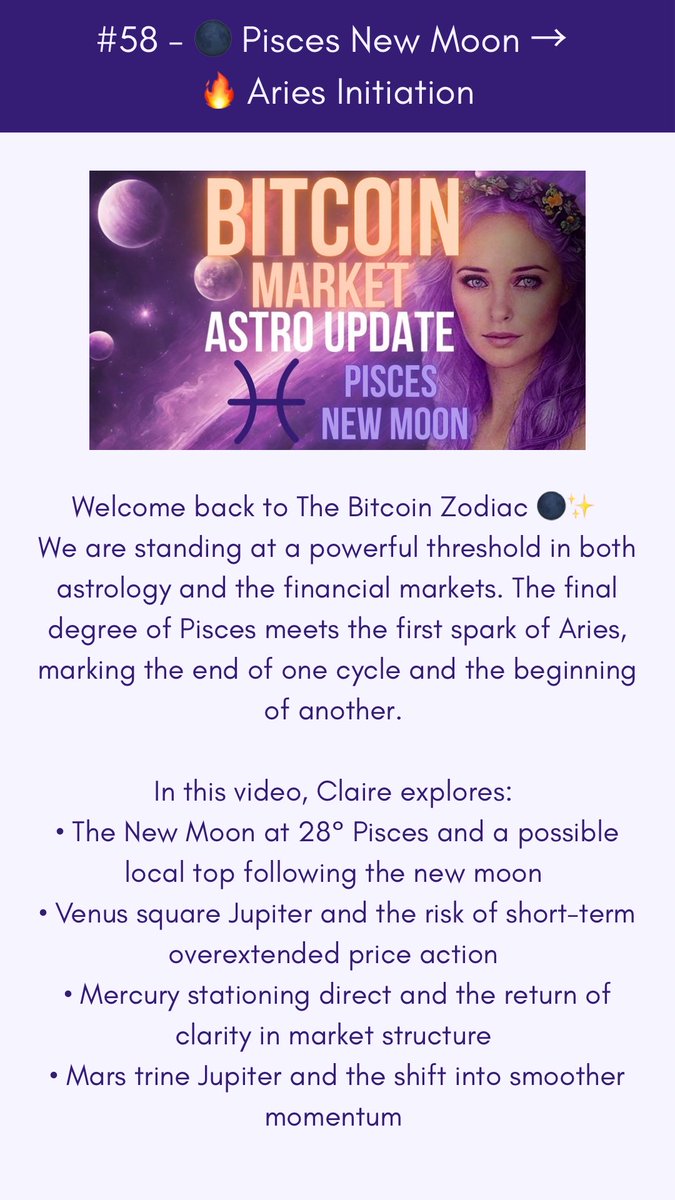 bitcoinzodiac's tweet photo. 🌑 Pisces New Moon → ���� Aries Initiation

https://t.co/DofBq4OAE5 https://t.co/FrVoojpFpz