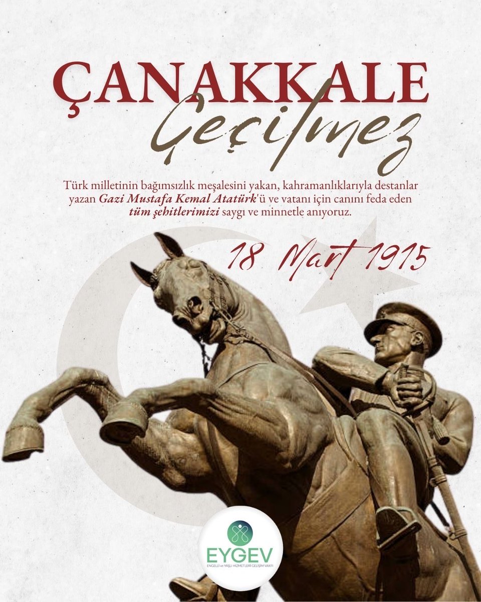 EYGEV_'s tweet photo. 18 Mart Çanakkale Zaferi’nin yıl dönümünde, başta Gazi Mustafa Kemal Atatürk olmak üzere, vatan uğruna canlarını feda eden tüm kahraman şehitlerimizi rahmet, minnet ve saygıyla anıyoruz. 🇹🇷 #18Mart #ÇanakkaleZaferi #ÇanakkaleGeçilmez https://t.co/Nk7GW1xPHE