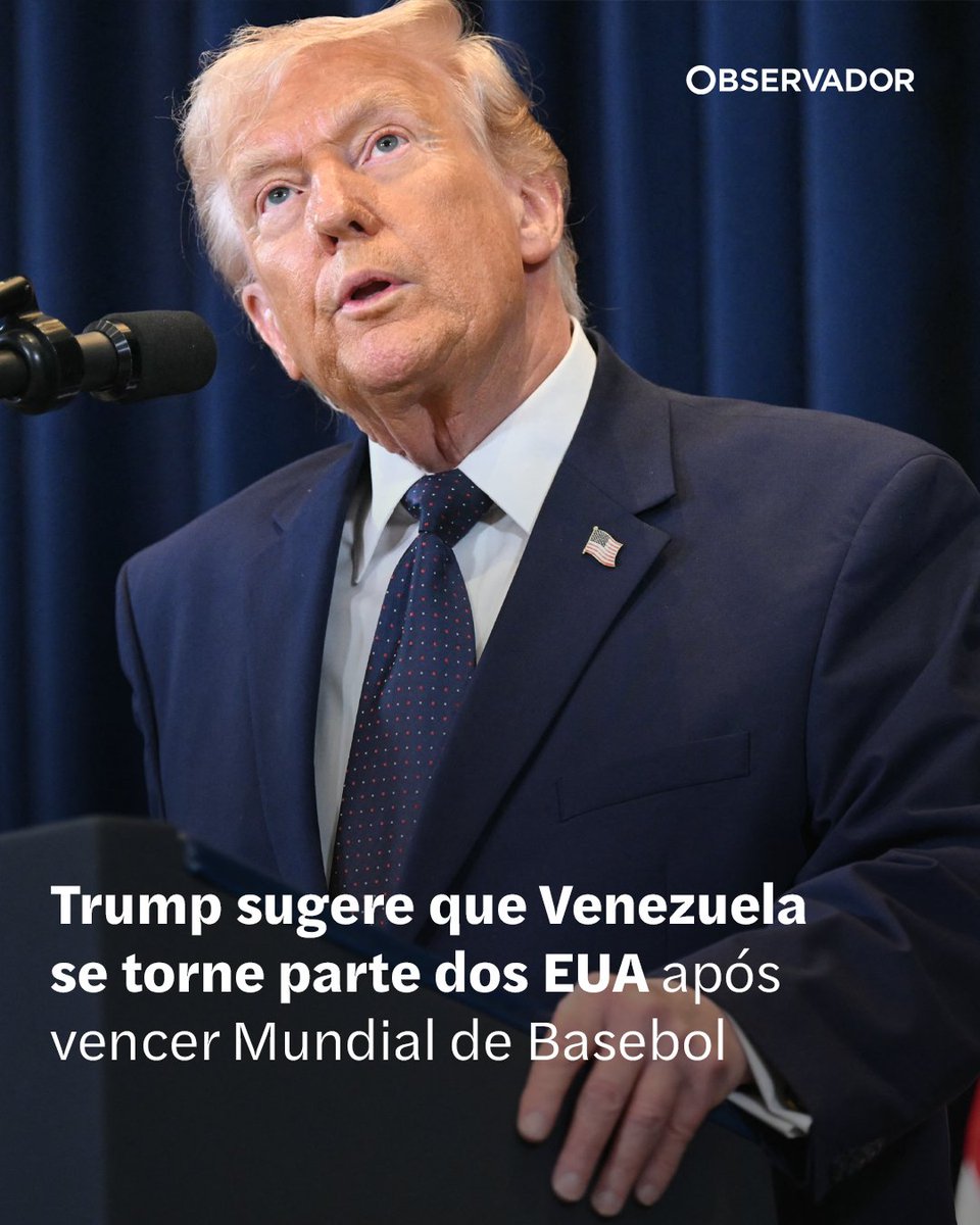 observadorpt's tweet photo. A Venezuela venceu os EUA na final do Mundial de Basebol e Donald Trump reagiu com um post na sua rede "Truth Social" em que insinua que a Venezuela poderia ser o 51º Estado norte-americano.
(📸 Getty Images)
#DonaldTrump #TruthSocial #Venezuela #EUA #basebol https://t.co/tUZNkW1IHH