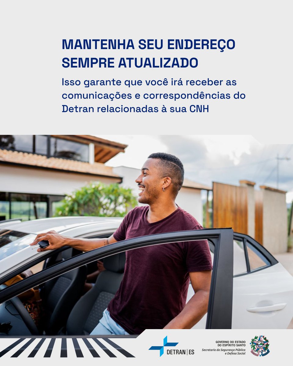 A atualização de endereço da CNH pode ser feita online pelo site do Detran|ES. Manter os dados atualizados garante o recebimento de notificações relacionadas à habilitação.
#DetranES #CNH #ServiçoAoCidadão #TrânsitoSeguro