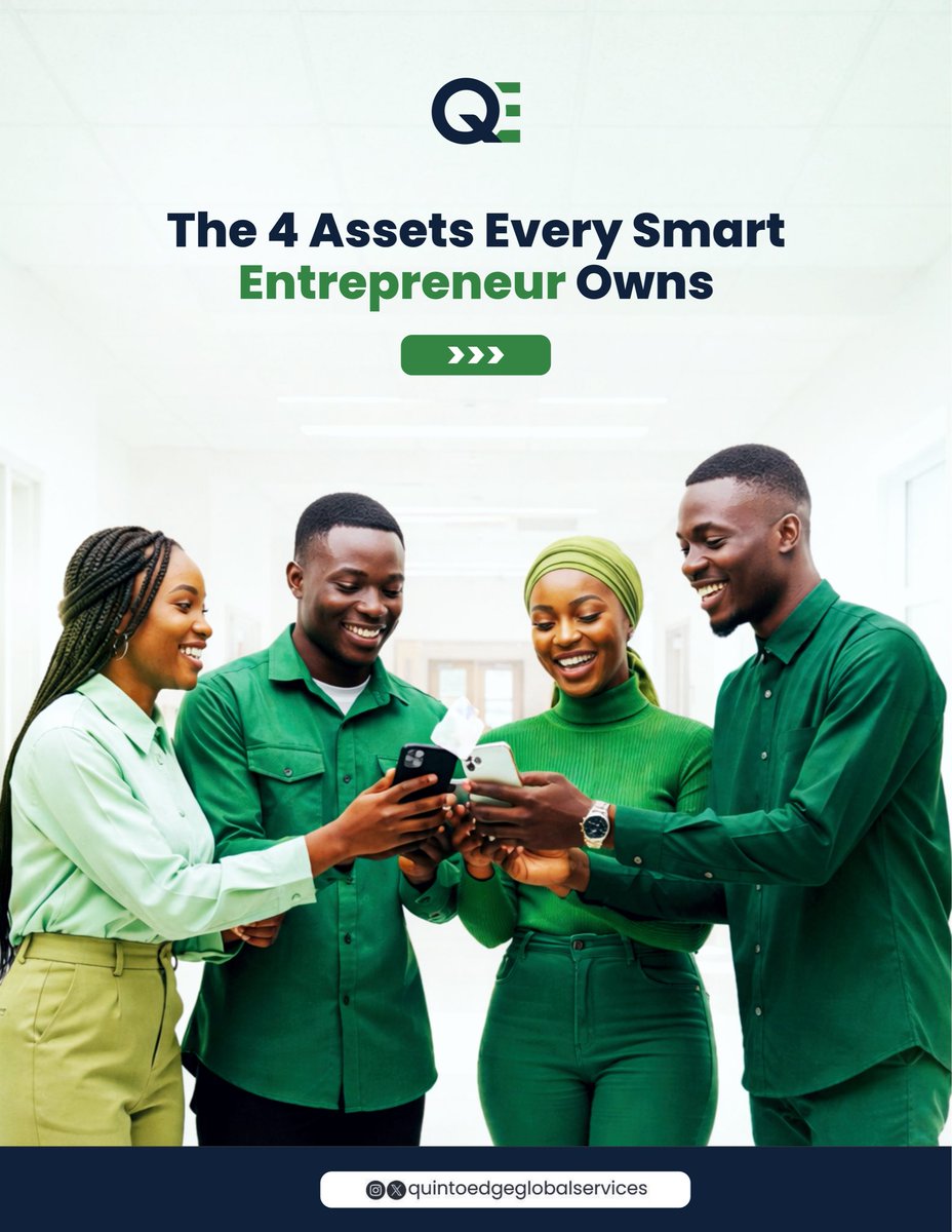 quintoedge's tweet photo. 4 Pillars of a Scaling Business 
Stop chasing sales and start building assets. Smart entrepreneurs focus on:
1️⃣ Visibility – Get seen.
2️⃣ Trust – Get credible.
3️⃣ Presence – Get digital.
4️⃣ Lead Gen – Get consistent.
Which one are you building today?

#quintoedge #quintoedgegbltd https://t.co/rmwkcfl4uB