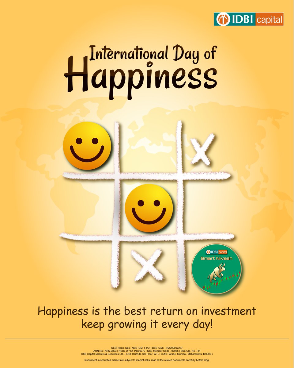 Happiness compounds over time. Invest in it daily.

#InternationalDayOfHappiness #IDBICapital

Disclaimer- lnkd.in/dDj2z6hk